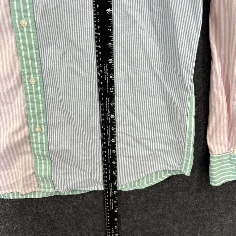 J.Crew Broken-In Oxford Shirt Men's XL Pastel Stripe Colorful Slim Fit Pocket